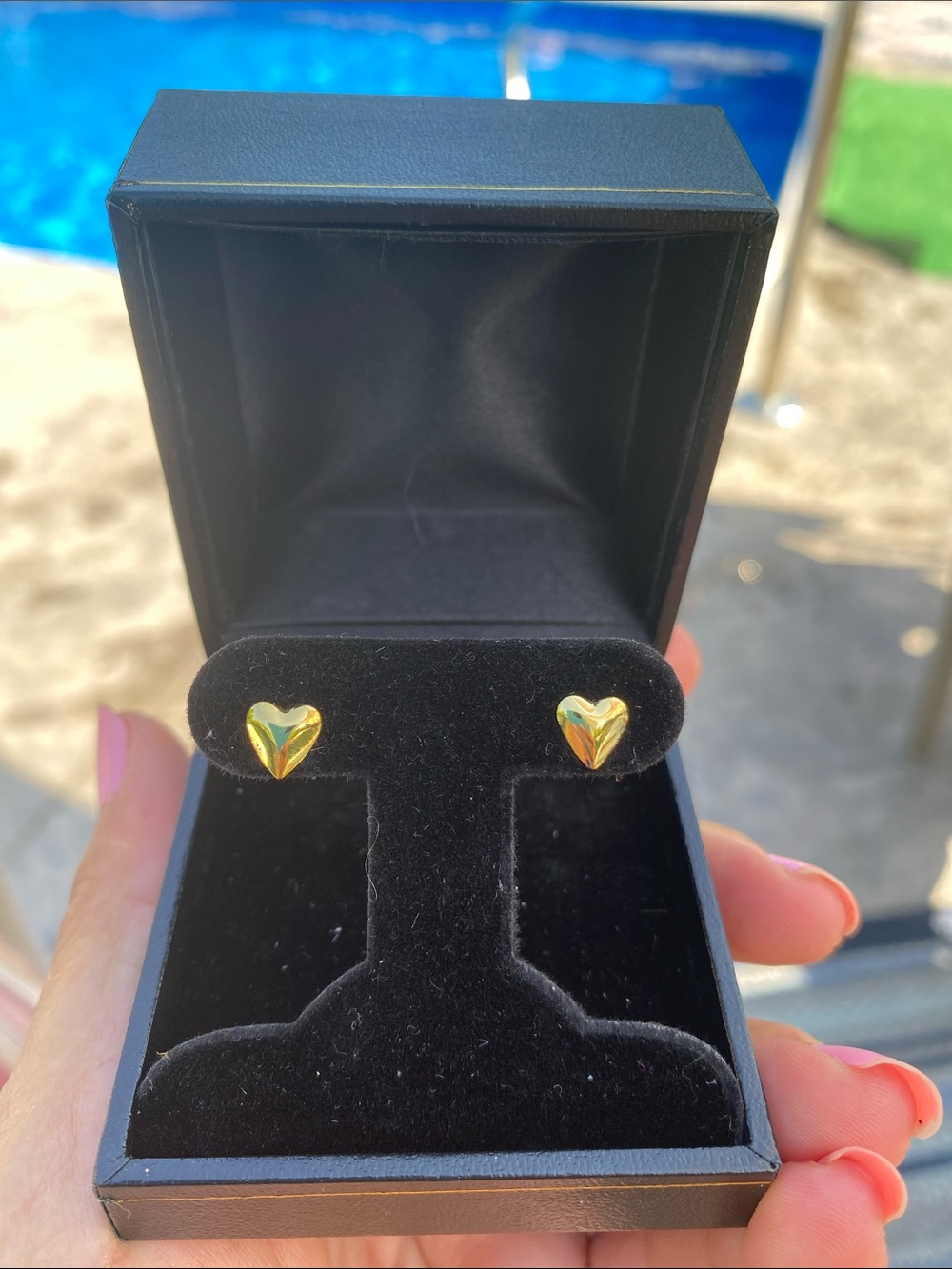 Gold Heart Stud Earrings - Women's Jewelry